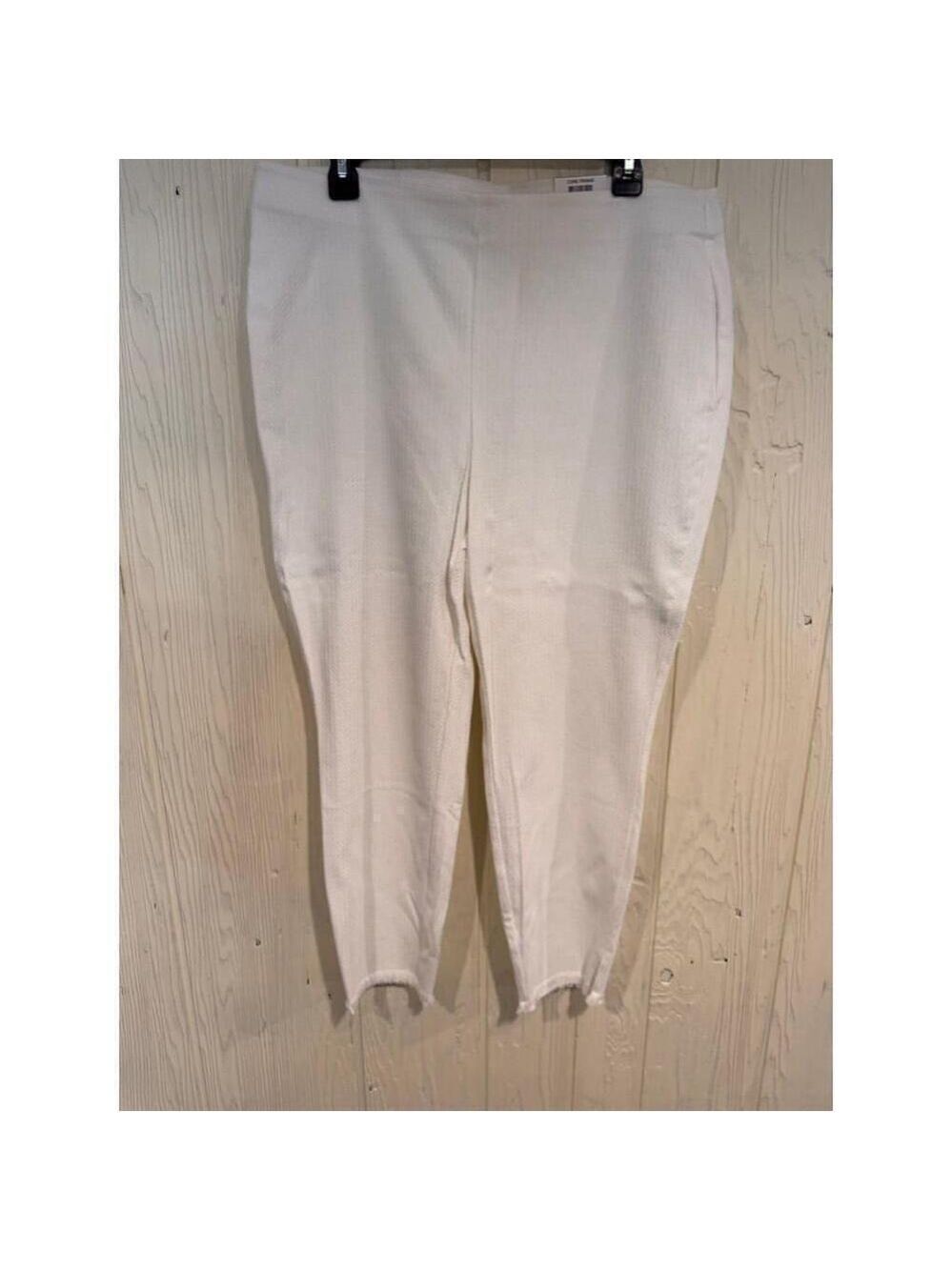 Alfani White Textured Straight Leg Pants Size 16 NWT
